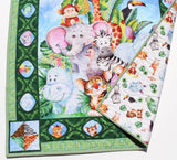 Kristin Blandford Designs Jungle Friends Quilt Kit Safari Animals Crib Blanket Quilting DIY Sewing Project Boy or Girl Beginner Quilt Kit Panel Fabrics Elephant Lion