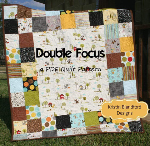 Kristin Blandford Designs Kristin's Quilt Patterns Double Focus Quilt Pattern - Charm Pack Friendly Beginner Simple Quick Easy Baby Pattern