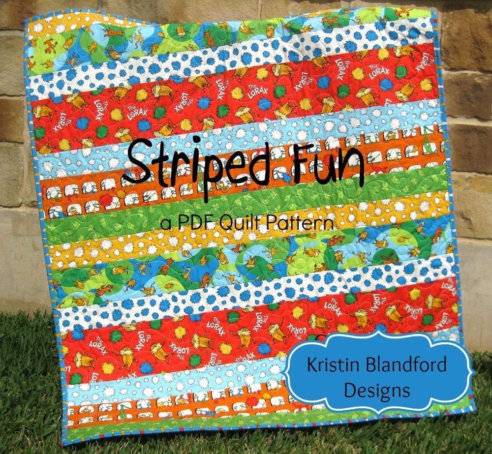 Striped Fun Quilt Pattern, Beginner Simple Quick Easy