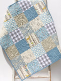 Kristin Blandford Designs Light Blue Plaid Patchwork Quilt Kit in Baby Throw Twin Sizes Boy Nursery Crib Blanket DIY Do It Yourself Project Forest Woodland Fabrics