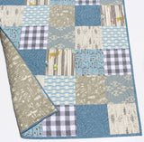 Kristin Blandford Designs Light Blue Plaid Patchwork Quilt Kit in Baby Throw Twin Sizes Boy Nursery Crib Blanket DIY Do It Yourself Project Forest Woodland Fabrics