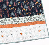 Kristin Blandford Designs Little Forester Quilt Baby Bedding Animal Crib Quilt Toddler Woodland Blanket Forest Animals Navy Orange Blue Deer Fawn Trees Personalize