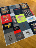 Kristin Blandford Designs Memory T-Shirt Quilt DEPOSIT Custom Blanket Graduation Gift Tee Handmade Keepsake Personalized Modern Design Sport Clothing College Birthday