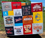 Kristin Blandford Designs Memory T-Shirt Quilt DEPOSIT Custom Blanket Graduation Gift Tee Handmade Keepsake Personalized Modern Design Sport Clothing College Birthday