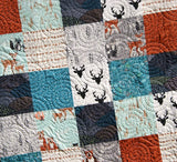 Minky Quilt, Woodland Throw, Adult Blankets, Arrows, Woodland Animals, Blue Deer Quilt, Homemade Large Quilt, Soft Blanket for Couch Gray