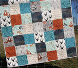 Minky Quilt, Woodland Throw, Adult Blankets, Arrows, Woodland Animals, Blue Deer Quilt, Homemade Large Quilt, Soft Blanket for Couch Gray