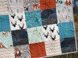 Minky Quilt, Woodland Throw, Adult Blankets, Arrows, Woodland Animals, Blue Deer Quilt, Homemade Large Quilt, Soft Blanket for Couch Gray