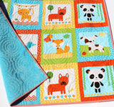 Kristin Blandford Designs Neutral Baby Quilt, Animal Baby Bedding, Dog Blanket, Blue Orange Yellow