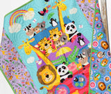 Kristin Blandford Designs Noah's Ark Quilt Kit, Biblical Bedding, Baptism Fabrics Two by Two Boy or Girl, Animals Quilt Kit, Panel Beginner Kit DIY Project Easy Idea