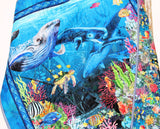 Kristin Blandford Designs Ocean Baby Quilt, Nautical Newborn Blanket, Personalized Name Handmade Homemade Gender Neutral Boy Girl Unisex Sea Life Fish Whales Coral