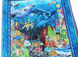 Kristin Blandford Designs Ocean Quilt Kit, Panel Fabrics, Sea Fish Octopus Whales, Nautical Crib Blanket, Quilting DIY Sewing Project, Boy or Girl, Beginner Quilt Kit