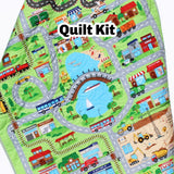 Kristin Blandford Designs Playmat Quilt Kit Panel Baby Blanket Project Toddler Size All Around Town Cars Trucks Vehicles Minky Backing Roadways Play Mat Toys Activity