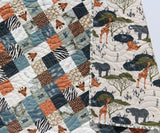 Kristin Blandford Designs Quilt Kit for Newborns, Safari Panel Beginner Project, Sewing Ideas, Simple Quick and Easy Quilting, The Waterhole Animals Giraffe Elephant