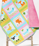 Kristin Blandford Designs Quilt Kit Girl Remix Zoologie Dogs Dachshund Fox Pink Aqua Yellow Animals Anne Kelle Cheater Panel Baby Blanket Project Toddler Size