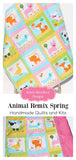 Kristin Blandford Designs Quilt Kit Girl Remix Zoologie Dogs Dachshund Fox Pink Aqua Yellow Animals Anne Kelle Cheater Panel Baby Blanket Project Toddler Size