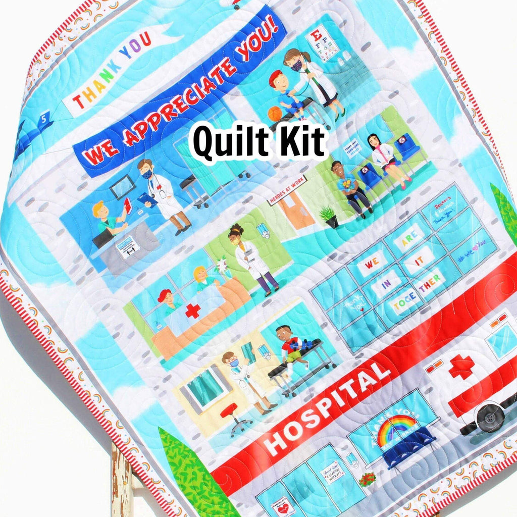 Kristin Blandford Designs Quilt Kit Panel Nurses Hospital Doctors Ambulance Quick Easy Fun Beginner Project We Appreciate You Baby Boy Girl Newborn Blanket Unisex