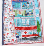 Kristin Blandford Designs Quilt Kit Panel Nurses Hospital Doctors Ambulance Quick Easy Fun Beginner Project We Appreciate You Baby Boy Girl Newborn Blanket Unisex