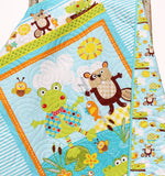 Kristin Blandford Designs Quilt Kit Polk Dot Pond Baby Boy or Girl Panel Quick Easy Monkey Beaver Alligator Animals Nature Outdoors, Brown Blue Orange