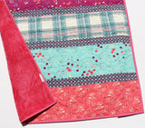 Kristin Blandford Designs Quilt Kit, Striped Beginners, Bright Floral Plaid, Pink Purple Flowers, Projects for you to Make Baby or Toddler Teal Keepsake Gift Handmade