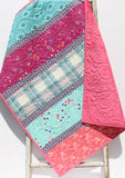 Kristin Blandford Designs Quilt Kit, Striped Beginners, Bright Floral Plaid, Pink Purple Flowers, Projects for you to Make Baby or Toddler Teal Keepsake Gift Handmade