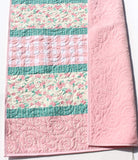 Kristin Blandford Designs Quilt Kit, Striped Beginners, Farmhouse Floral Plaid, Pink Flowers, Projects for you to Make, Baby or Toddler, Teal Keepsake Gift Handmade