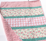Kristin Blandford Designs Quilt Kit, Striped Beginners, Farmhouse Floral Plaid, Pink Flowers, Projects for you to Make, Baby or Toddler, Teal Keepsake Gift Handmade