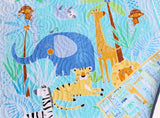 Kristin Blandford Designs Safari Animal Quilt Jungle Nursery Decor Crib Bedding Personalized Blanket Baby Shower Gift with Name Baptism Birthday Special Keepsake