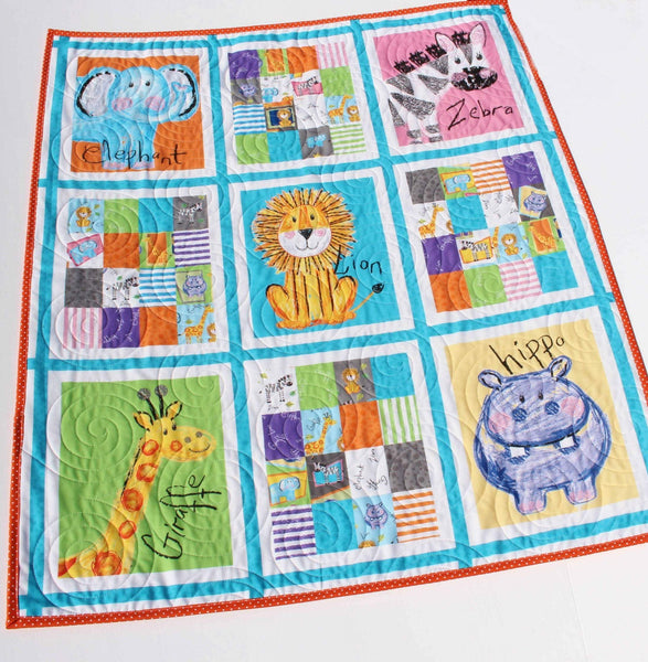 Jungle Animal Baby Quilt – Safari Nursery Blanket Gift