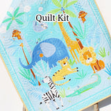 Kristin Blandford Designs Safari Quilt Kit Jungle Animals Crib Blanket Quilting DIY Sewing Project Boy or Girl Beginner Quilt Kit Panel Fabrics Elephant Lion Tiger
