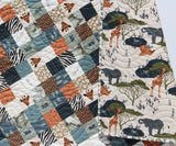 Kristin Blandford Designs Safari Quilt Nursery Boy or Girl Bedding Jungle Baby Quilt Crib Blanket Crib The Waterhole Safari Animals Giraffes Elephants Lions Hippos