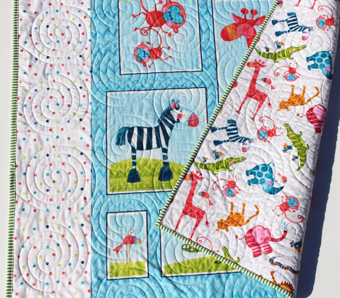 Silly Safari Quilt Animal Nursery Decor Jungle Baby Bedding Colorful