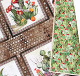 Kristin Blandford Designs Southwest Quilt Kit, Western Theme, Fabric Panel Pattern, Cactus Boots Hats Skull, Beginner Sewing Project, Small Lap Throw Flowers Brown