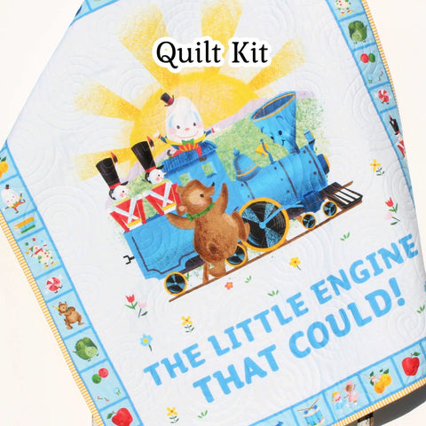 Kristin Blandford Designs The Little Engine that Could Quilt Kit Panel Quick Easy Fun Beginner Project Fabrics Baby Boy Child Kid Crib Quilt Green Sewing Pattern Sale