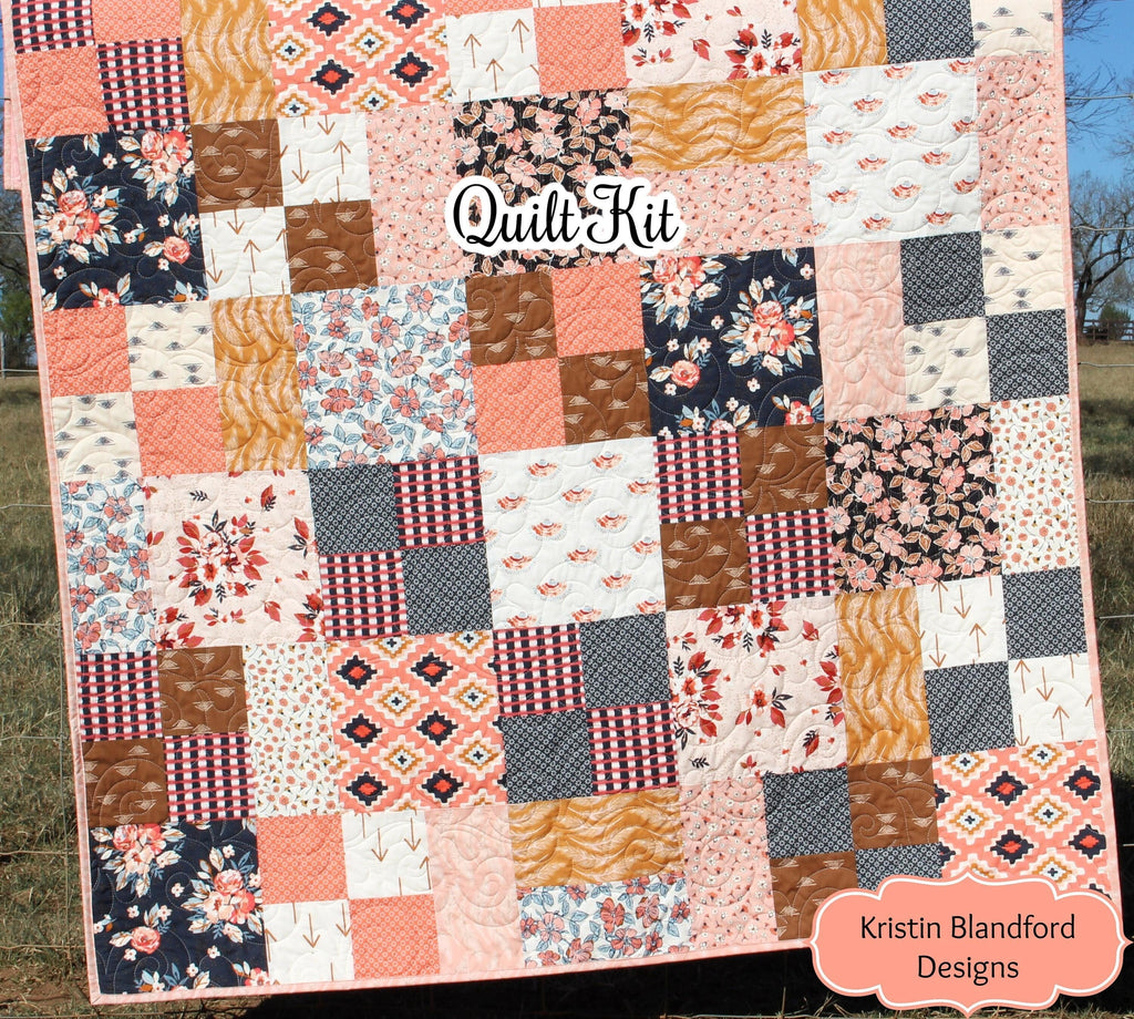 Kristin Blandford Designs Throw Quilt Kit Layer Cake Pattern Blanket Quilt to Make Yourself Minky Backing Floral Home Decor Sewing Project Homebody Art Gallery Fabric