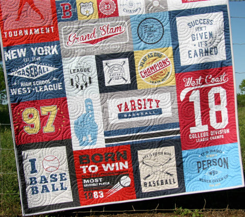 Kristin Blandford Designs Throw Quilts Baseball Quilt, Gift for Him, Patchwork Blanket, Adult Minky, Varsity Sports Fan, Handmade Quilt, Home Decor for Man, Homemade Personalize