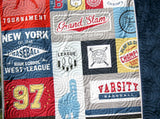 Kristin Blandford Designs Throw Quilts Baseball Quilt, Gift for Him, Patchwork Blanket, Adult Minky, Varsity Sports Fan, Handmade Quilt, Home Decor for Man, Homemade Personalize