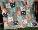 Quilt, Woodland Throw, Minky Adult Blankets, Arrows, Woodland Animals, Gray Deer Quilt, Homemade Large Quilt, Soft Blanket for Couch, Navy