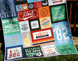 Kristin Blandford Designs Throw Quilts Soccer Quilt, Gift for Him, Patchwork Blanket, Adult Minky, Varsity Sports Fan, Handmade Quilt, Home Decor for Man, Homemade Personalize