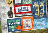 Kristin Blandford Designs Throw to Twin Quilt Kits Basketball Quilt Kit, Varsity Sports Throw Blanket, Sewing Project Large Panel Minky Adult Blanket Home Decor Gift Boy Teen Faux Patchwork