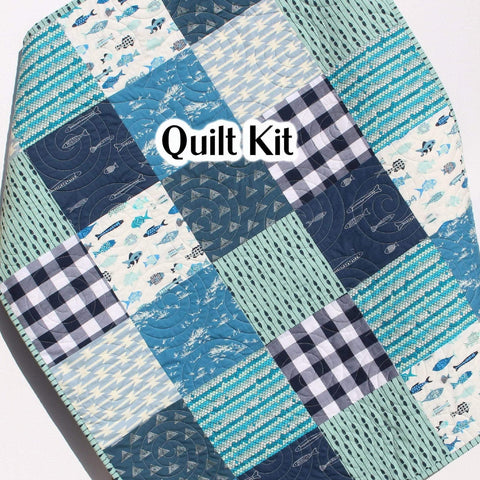 Kristin Blandford Designs Throw to Twin Quilt Kits Fishing Quilt Kit Plaid Rustic Woodland Bedding Crib Blanket Quilting Project Baby Quilt Kit Toddler Kit Patchwork Twin Throw Size Pattern