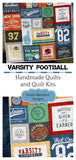 Football Quilt Kit, Varsity Sports Throw Blanket, Sewing Project Large Panel Minky Adult Blanket Home Decor Gift for Boy Teen Faux Patchwork