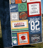 Football Quilt Kit, Varsity Sports Throw Blanket, Sewing Project Large Panel Minky Adult Blanket Home Decor Gift for Boy Teen Faux Patchwork