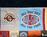 Football Quilt Kit, Varsity Sports Throw Blanket, Sewing Project Large Panel Minky Adult Blanket Home Decor Gift for Boy Teen Faux Patchwork