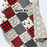 Kristin Blandford Designs Throw to Twin Quilt Kits Quilt Kit Buffalo Plaid Woodland Rustic Bedding Crib Blanket Quilting Project Baby Quilt Kit Toddler Kit Patchwork Kit Deer Bear Red Black