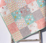 Kristin Blandford Designs Throw to Twin Quilt Kits Quilt Kits, Littlest Bunnies, Pastel Nursery Crib Blanket, DIY Do It Yourself Project Art Gallery Fabrics Twin Bed Throw Pink Mint Grey Gray