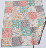 Kristin Blandford Designs Throw to Twin Quilt Kits Quilt Kits, Littlest Bunnies, Pastel Nursery Crib Blanket, DIY Do It Yourself Project Art Gallery Fabrics Twin Bed Throw Pink Mint Grey Gray