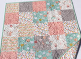 Kristin Blandford Designs Throw to Twin Quilt Kits Quilt Kits, Littlest Bunnies, Pastel Nursery Crib Blanket, DIY Do It Yourself Project Art Gallery Fabrics Twin Bed Throw Pink Mint Grey Gray