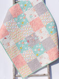 Kristin Blandford Designs Throw to Twin Quilt Kits Quilt Kits, Littlest Bunnies, Pastel Nursery Crib Blanket, DIY Do It Yourself Project Art Gallery Fabrics Twin Bed Throw Pink Mint Grey Gray