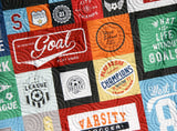 Kristin Blandford Designs Throw to Twin Quilt Kits Soccer Quilt Kit, Varsity Sports Throw Blanket, Sewing Project Large Panel Minky Adult Blanket Home Decor Gift Boy Teen Faux Patchwork
