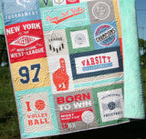 Kristin Blandford Designs Throw to Twin Quilt Kits Volleyball Quilt Kit, Varsity Sports Throw Blanket, Sewing Project Large Panel Minky Adult Blanket Home Decor Gift for Girl Faux Patchwork